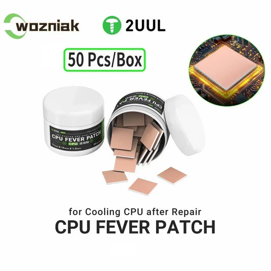 Disipador térmico de silicona para chip de CPU 2uul SC09, 50 unidades/caja, 17 × 15 × 1,5 mm, con cinta adhesiva de enfriamiento rápido y almohadilla térmica de silicona conductora del calor