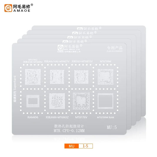 Plantilla de reballing BGA para CPU y RAM AMAOE MTK y Qualcomm