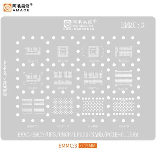 Plantilla de reballing BGA AMAOE EMMC3 eMCP