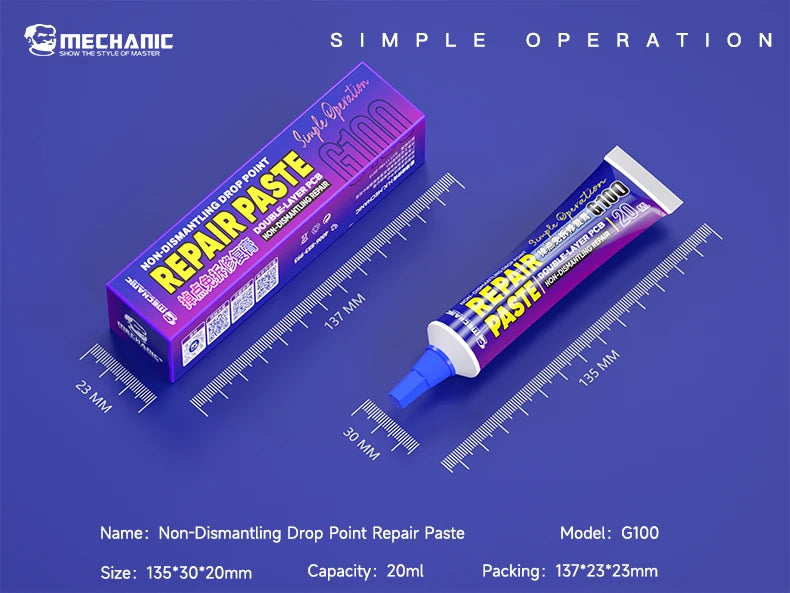 Mechanic G100 Non-Dismantling Drop Point Repair Paste for Phones Tail Plug CHIP Pin PCB Seat Drooped Points Fast Curing Repair