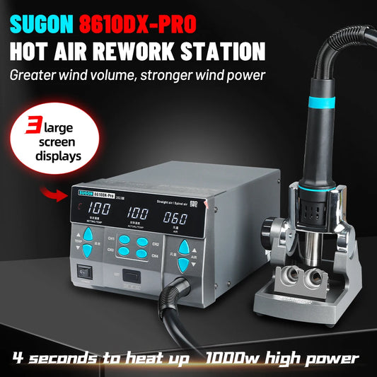 Estación de desoldado SUGON 8610DX-PRO con temperatura constante y pantalla digital, estación de soldadura de 1000 W de alta movilidad para reparación de teléfonos móviles