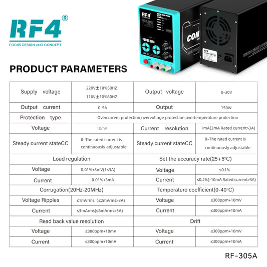 Opciones de fuentes de alimentación de CC RF4 RF-305A/3005D/3005PRO