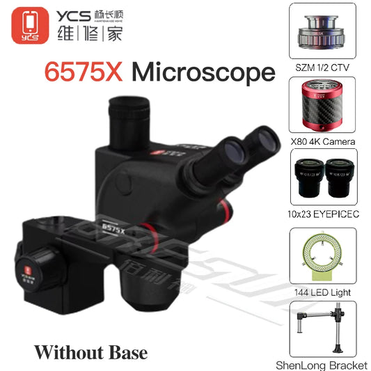 Microscopio trinocular YCS Repairer YCS-6575X con zoom continuo de 6,5x a 75x para reparación de teléfonos móviles