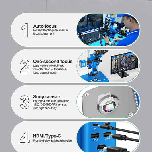Cámara para microscopio HD RELIFE MC3 Pro Enfoque automático en un segundo Resolución 1920*1080 Sin necesidad de ajustes manuales frecuentes del enfoque
