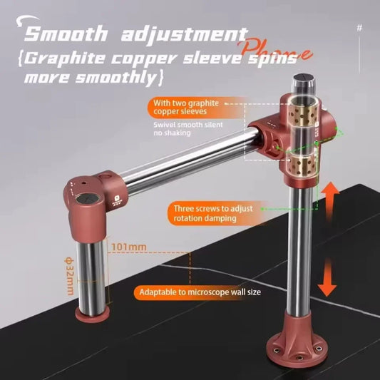Soporte metálico universal telescópico plegable de 360° para microscopio YCS con brazo de dragón, fijo y elevable, para herramientas de mantenimiento e inspección
