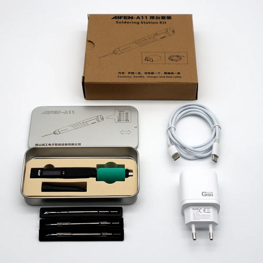 Estación de soldadura portátil AIFEN A11, soldador eléctrico, calentamiento rápido en 2 segundos, recargable por USB para reparación electrónica, mango C210