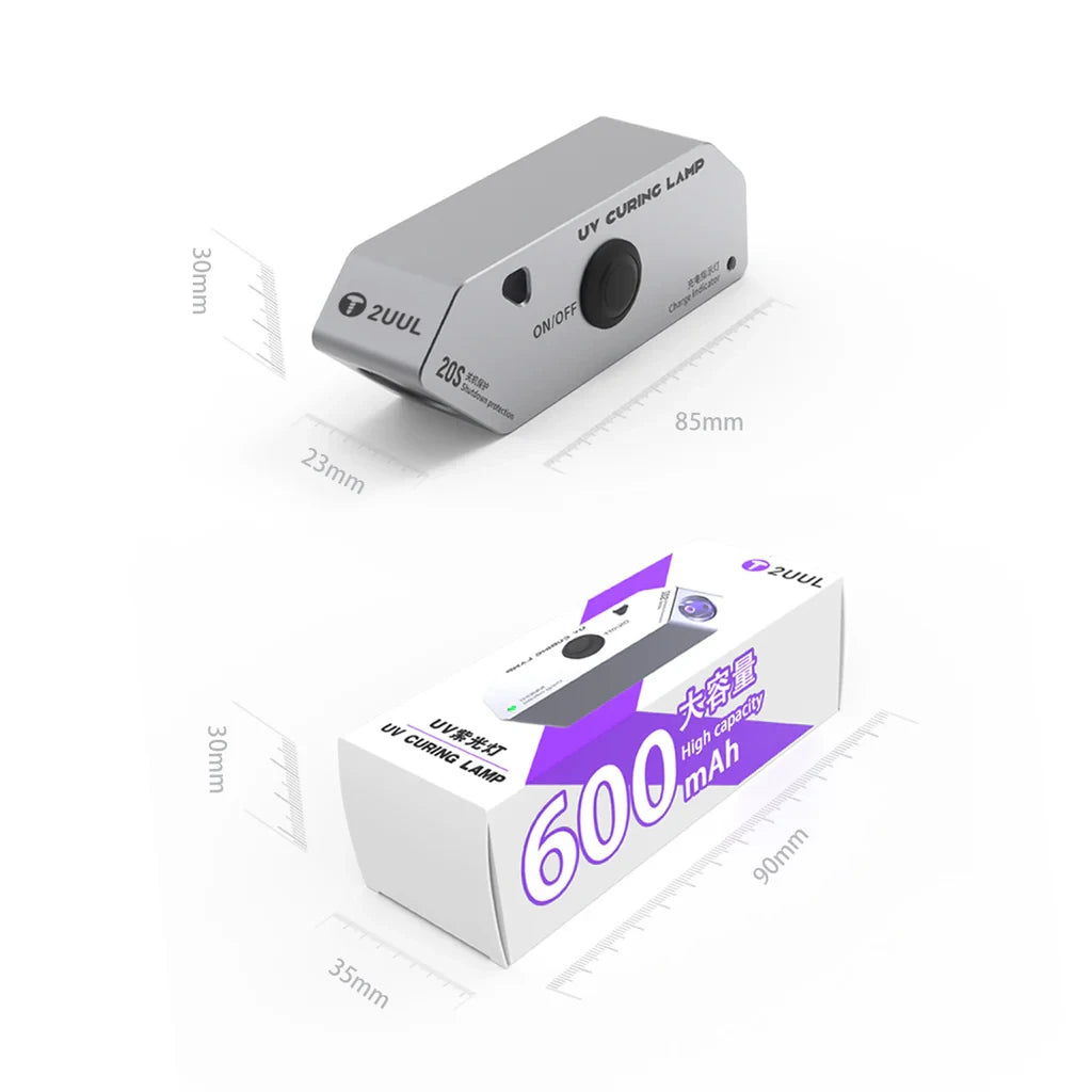 2UUL SC05 600mAh Metal Shell Portable UV Curing Lamp USB To Type-C Dual Wick for Tablet Phone Motherboard CPU Chip Repair Tools