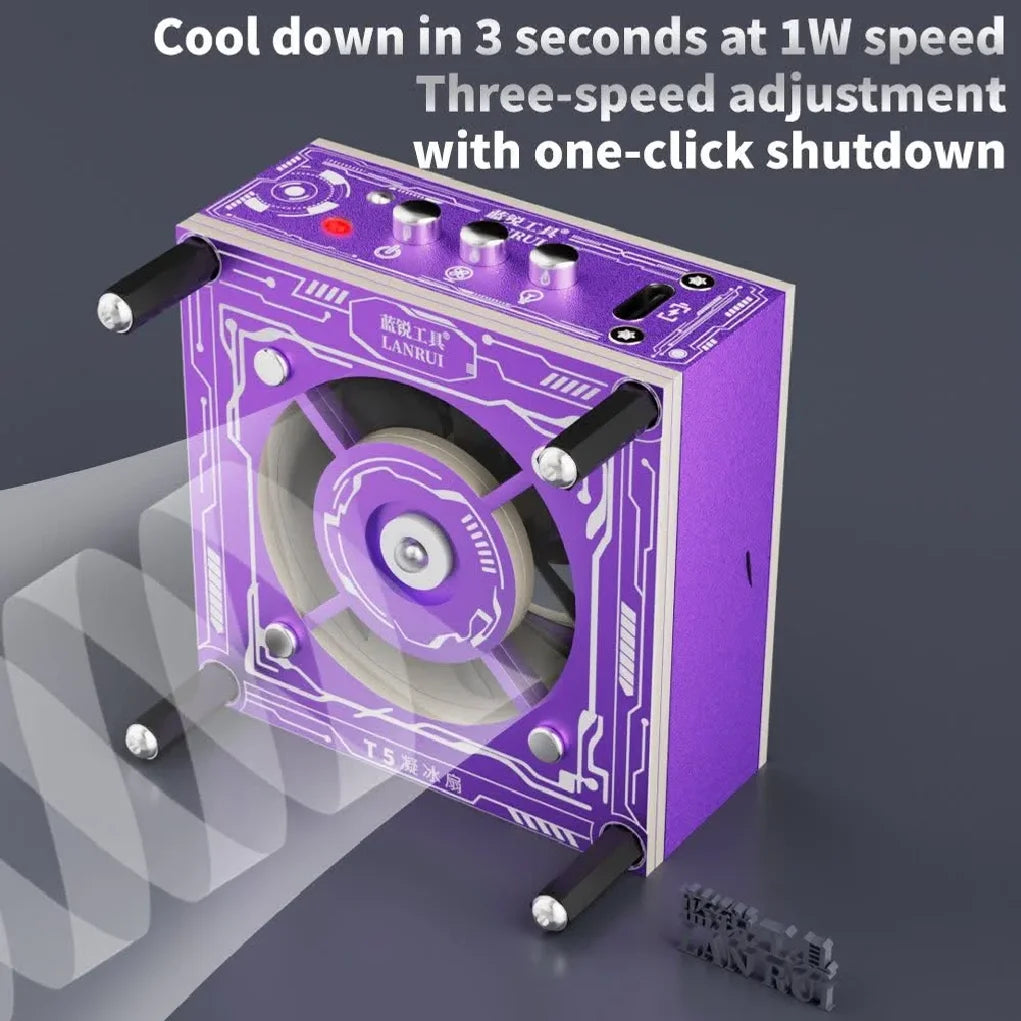 Lanrui T5 UV Lamp Cooling Fan for Mobile Phones Repair 3W Curing & Heat Dissipation 3-Speed Adjustable with PD Fast Charge Tools