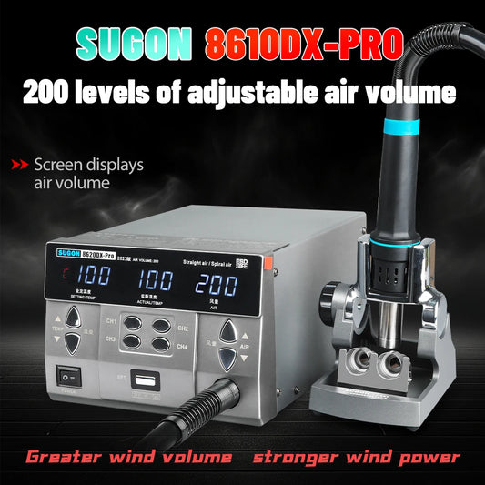 SUGON 8620DX-PRO Estación de retrabajo de aire caliente de alta potencia de 1300w Control de temperatura por microcomputadora Reparación de teléfonos móviles