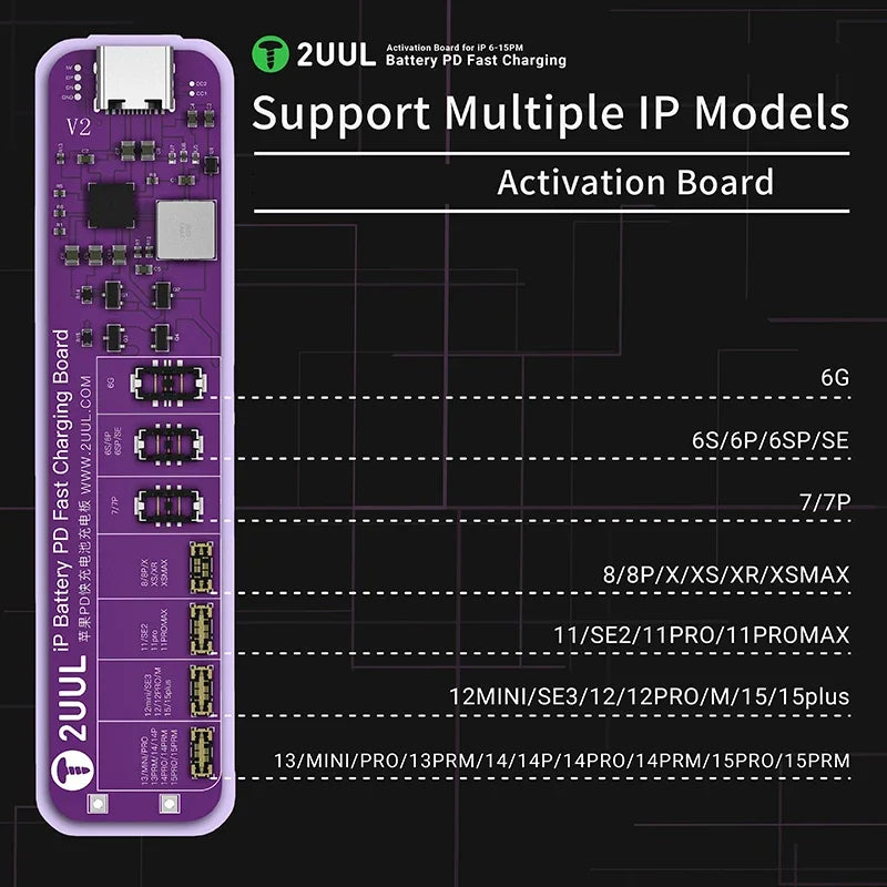 2UUL BT01 Battery PD Fast Charging and Activation Board No Need Disassemble For 6-15PM PD Fast Charging Repair Tool