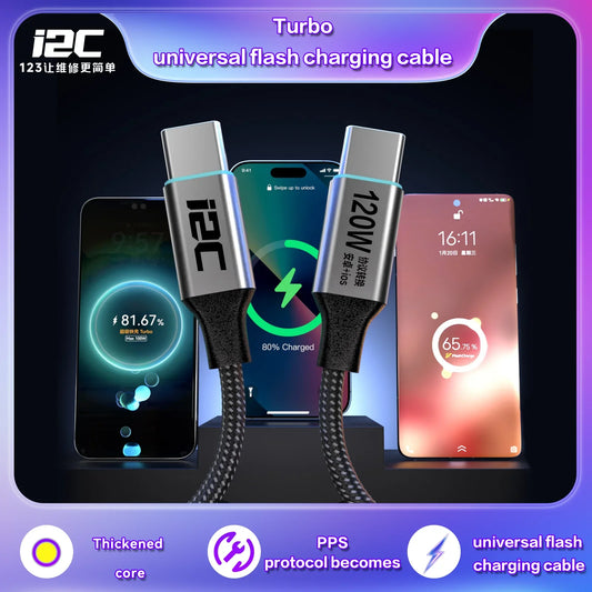 I2C Turbo TU1 65W / TU2 120W Fast Charging Cable, 1.2m