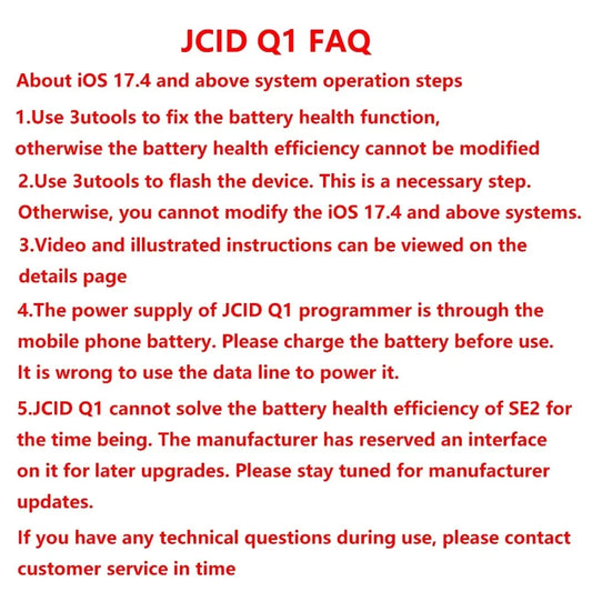 Programador de reparación de salud de batería JCID Q1, placa de calibración para restaurar la salud al 100% y eliminar la ventana emergente de servicio para iPhone 11-15