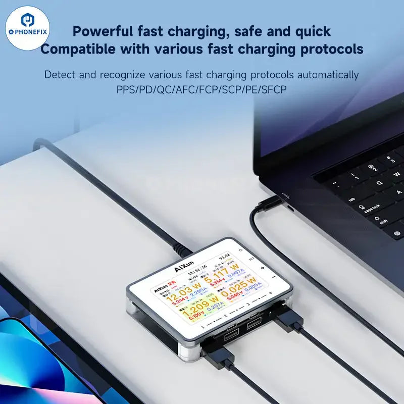 AiXun PF26 260W 8 Ports Multi-channel Charger Smart Digital Display USB Charging Deck for Mobile Phone Tablet PC Smart Device