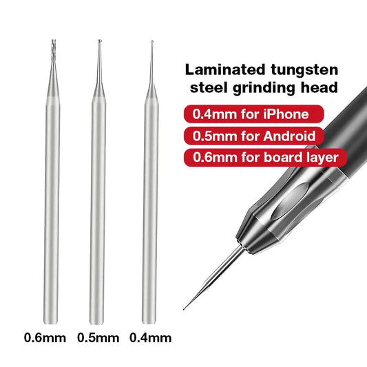LUBAN Tungsten Steel Grinding Head 06mm Straight Light 05mm Spherical 04mm Spherical for Mobile Phone Precision Repair Tools
