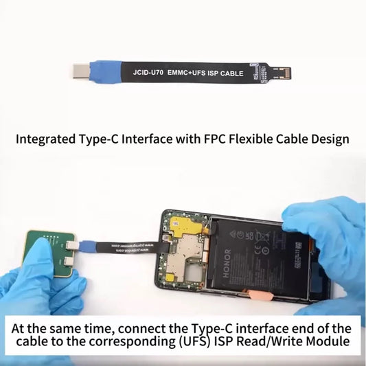 Cable JCID U70 UFS + EMMC ISP para NAND compatible con flujos de trabajo de conexión de operación de lectura/escritura mediante cables puente ISP para UFS y EMMC