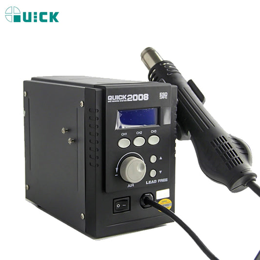 QUICK 2008 Original ESD Lead-Free Digital Display Heat Gun Welding Rework Soldering Station Mobile Phone Maintenance Air Gun