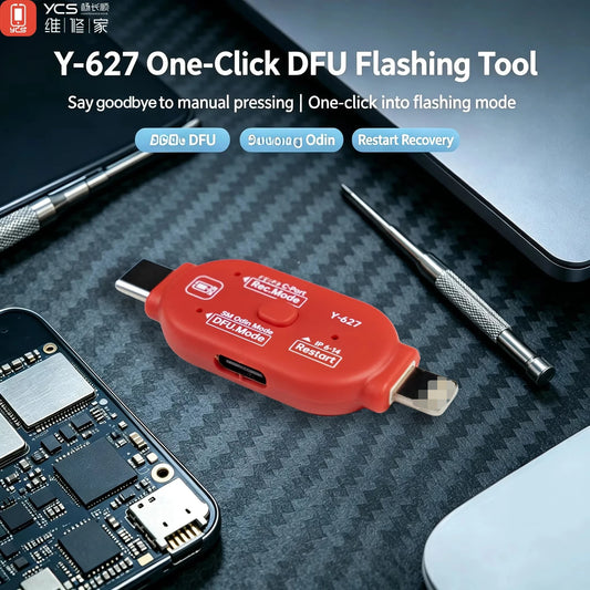 YCS Y627 DFU Adaptador de flasheo Una tecla Entrar en modo recuperación Odin para Teléfono móvil Sistema IOS Android Kit de herramientas de diagnóstico reacondicionado