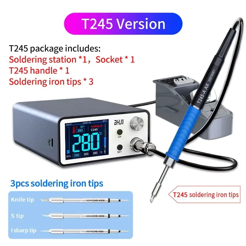 Aixun 200W T3A Intelligent Soldering Station with Electric Soldering Iron T12 T245 936 Handle Welding Tips for SMD BGA Repair