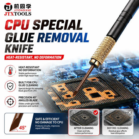 JTX CK-1 CPU Specific Glue Removal Blade Precision Beveled Tool Heat Resistant Non-deformable Built for CPU Black Glue Cleaning