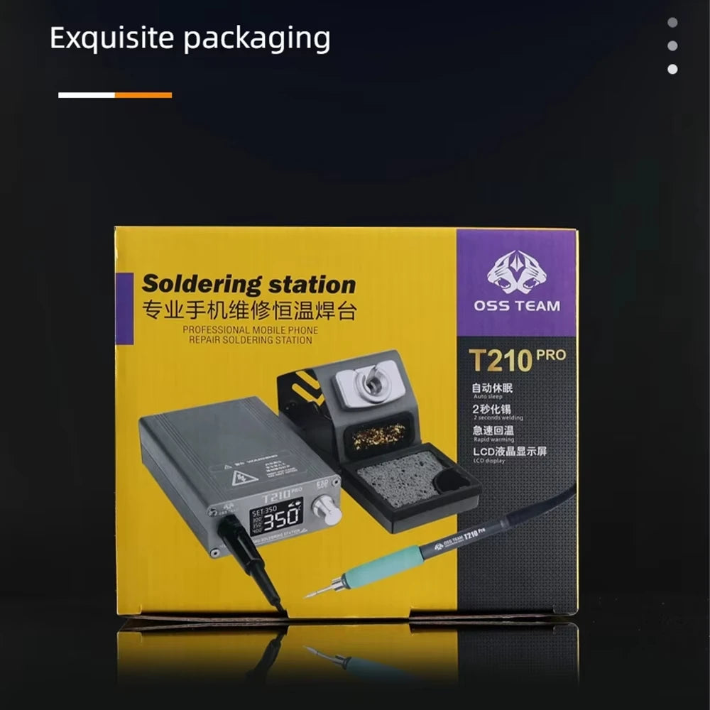 Estación de soldadura OSS T210 PRO de 75 W con encendido inteligente y calentamiento rápido para reparación de precisión, soldadura y retrabajo de PCB, CI y cables voladores