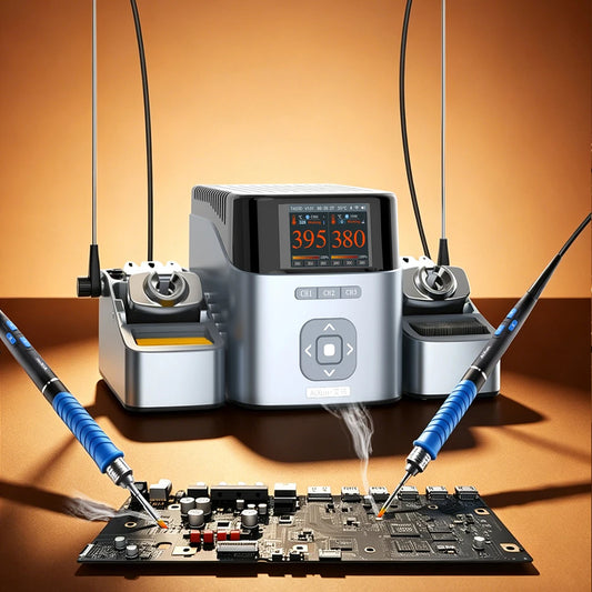 AIXUN T420D Dual Workstation Smart Soldering Station with T225 Welding Handle C030 C080 C150 Iron Tip for PCB SMD Repair