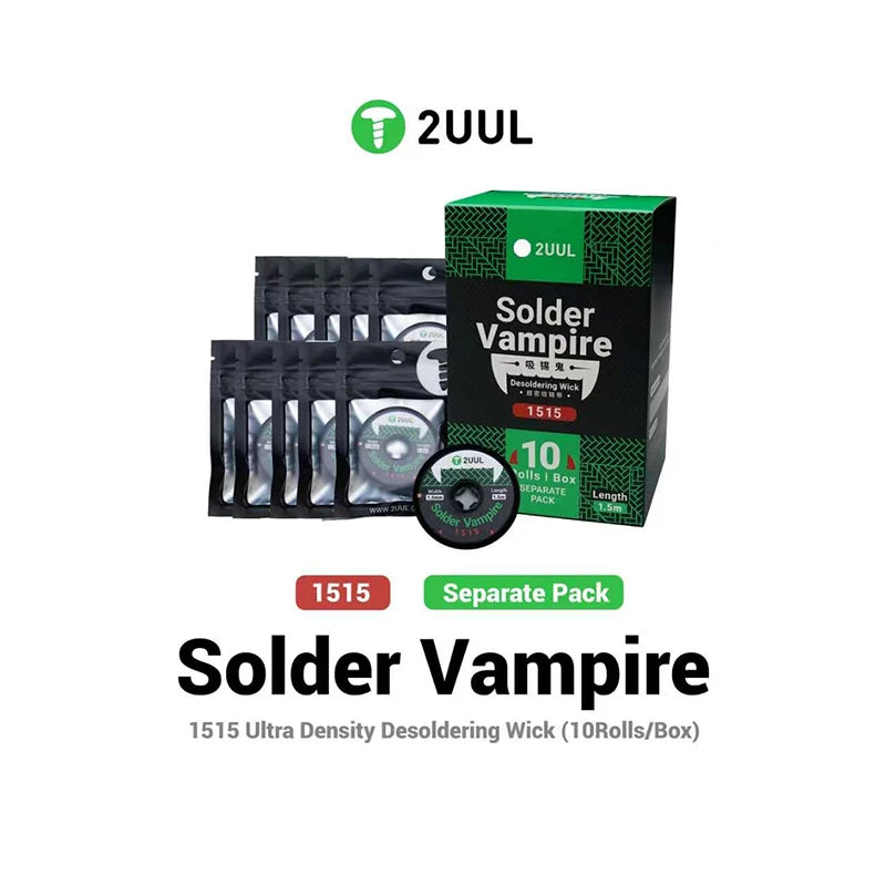 2UUL Solder Vampire 1515/2015/2515/3015 Ultra Density Desoldering Wick (10Rolls/Box) Mobile Phone Motherboard Welding Solder