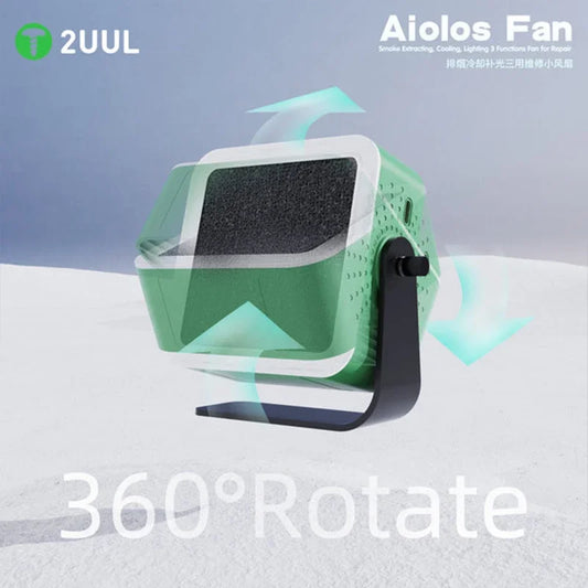 Ventilador extractor de humo 2UUL Aiolos con función de iluminación para mantenimiento de teléfonos móviles, soldadura y reparación de placas base, ventilador de refrigeración