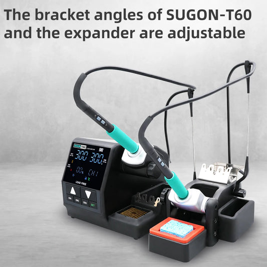 Estación de soldadura SUGON T60 de doble estación para soldadura y retrabajo, compatible con mango 115 210 245, herramienta para reparación de BGA y PCB