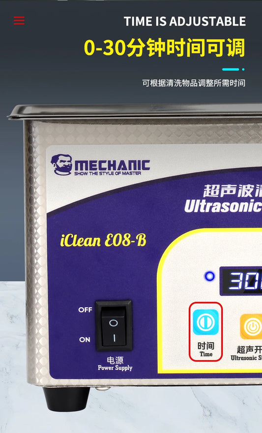 MECHANIC IClean-E08B Limpiador ultrasónico para herramientas de reparación de teléfonos