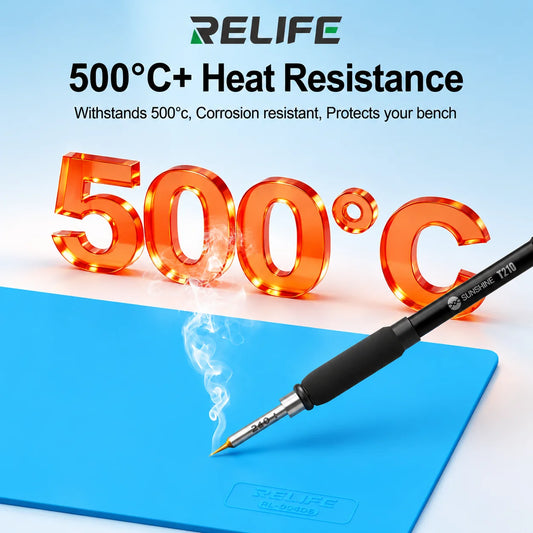 RELIFE RL-004DS Silicone Work Mat 500C Heat Proof ESD Anti Static Foldable for Mobile Phone IC Soldering Repair