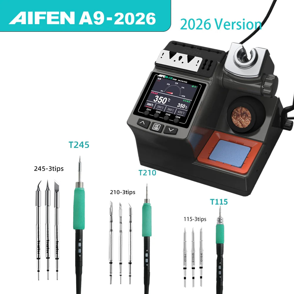 AIFEN A9-2026 Soldering Station 180W Power Compatible T210 T115 T245 Iron Handle for Phone Motherboard PCB Chip Welding Repair