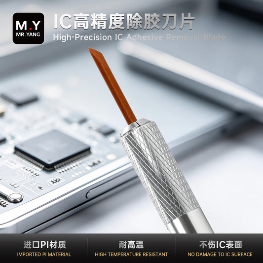 YCS Mr.Yang Cuchilla de alta precisión para eliminación de adhesivo de IC Material PI Raspador resistente al calor para Kit de herramientas de reparación de CPU de teléfono, chip y PCB