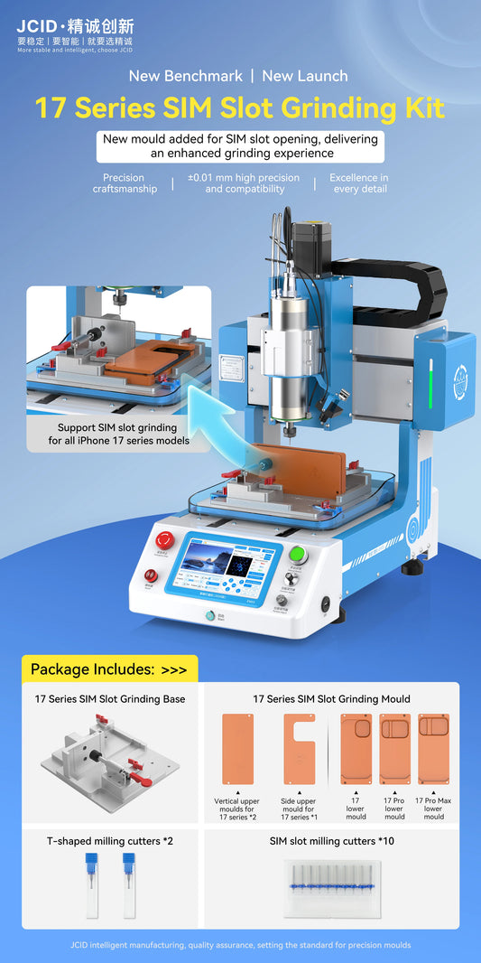 Molde de rectificado para ranura de tarjeta JCID de la serie IP17 para máquina CNC EM03 utilizando herramienta de reparación de teléfonos de la serie IP14/15/16