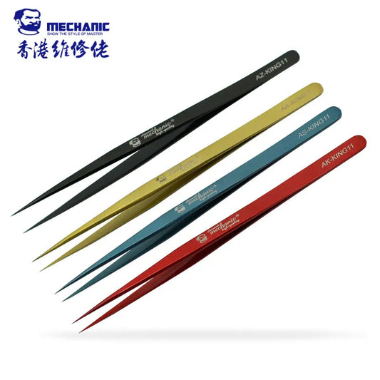Pinzas de precisión MECHANIC de 14 cm para SMD, azul / rojo / negro / dorado