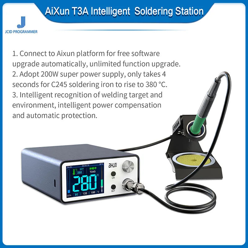 Aixun 200W T3A Intelligent Soldering Station with Electric Soldering Iron T12 T245 936 Handle Welding Tips for SMD BGA Repair