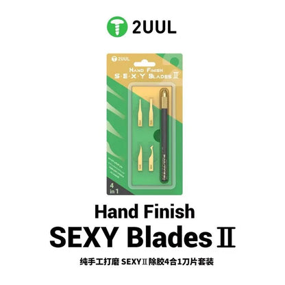 2UUL DA61 4 en 1, cuchillas SEXY II de acabado manual para limpiar el sellador de relleno inferior de PCB, eliminar pegamento de placas base, PCB y chips IC de CPU, raspar y hacer palanca con cuchillo