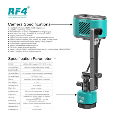Cámara térmica RF4 RF-C39L con soporte de apoyo