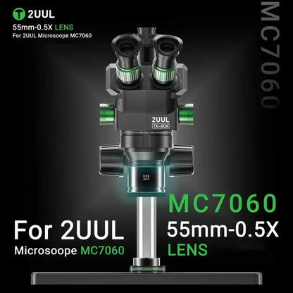 2UUL MS05 55mm-0.5X Lens for 2UUL Microscope MC7060 Auxiliary Objective Lens for Zoom Stereo Microscope