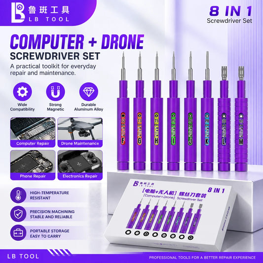 LUBAN 8-in-1 [Computer + Drone] Screwdriver Set for Electronics Repair Removing Screws From Cell Phones Computers Drones Tools