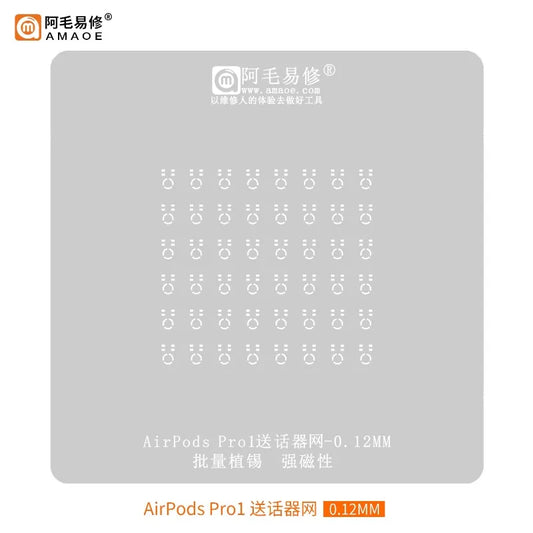 Plantilla AMAOE BGA para reballing de AirPods Pro 1/2 y AirPods 1/2/3/4 para reparación del IC del sensor y el micrófono