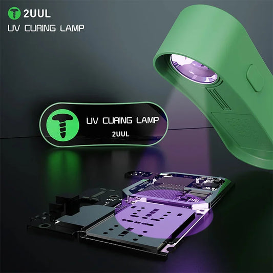 2UUL SC08 Lámpara mini de curado UV C de doble banda 365-395 nm para reparación de placas de circuito impreso de teléfono móvil, luz de curado rápido para pegamento óptico