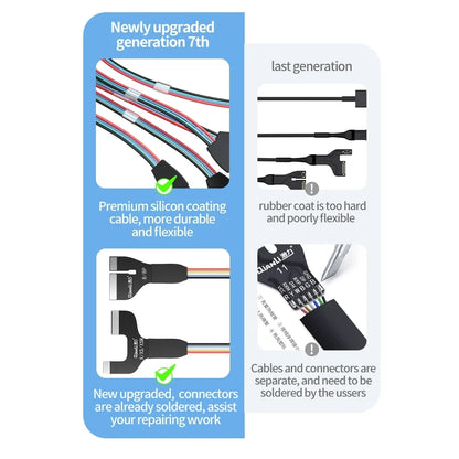 Cable de reparación de teléfono Qianli de 7.ª generación, cable de alimentación iPower Pro Max para iPhone 6G-14 Pro Max, línea de arranque de un solo botón