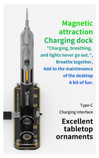 MECHANIC OFFICIAL Firefly Screwdriver YHC-4 Electric Screwdriver Kit with Charging Dock Magnetic S2 Steel Bits Repair Tools