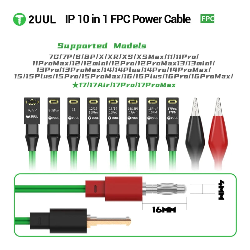 2UUL PW10 Data Startup Power Boot Cable for Mobile Phone IP 7-17ProMax Mobile Phone Repair Power Cable Repair Test Tools