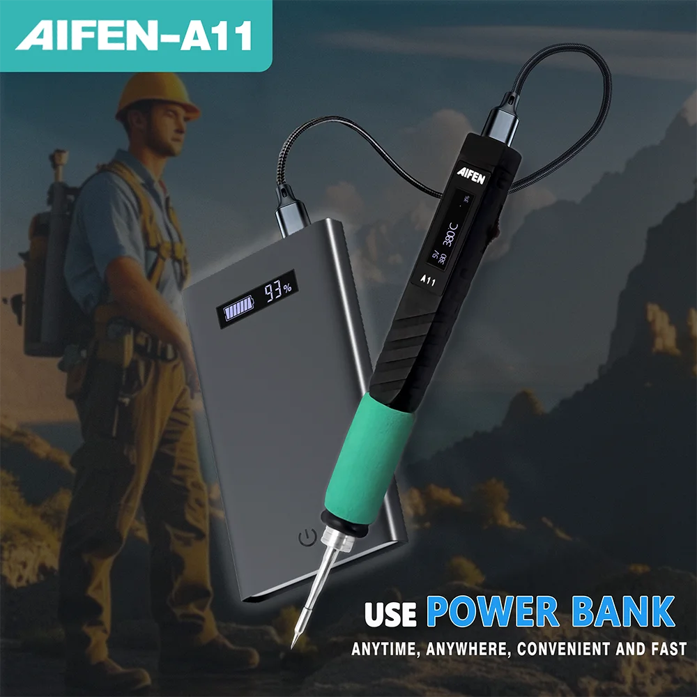 AIFEN A11 USB Soldering Station Charging Soldering Iron Portable For Cell-Phone Repair Welding Tools Compatible C210 Handle
