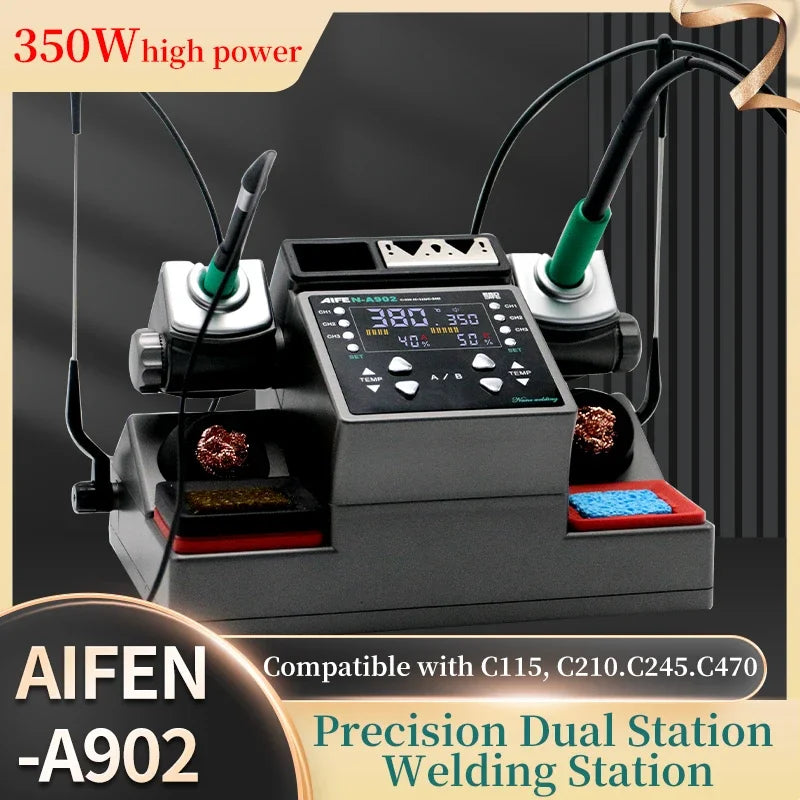 Estación de soldadura AIFEN A902 con pinzas dobles C210 C245 C115, plataforma de retrabajo de soldadura para reparación de teléfonos, PCB y BGA, herramientas de soldadura