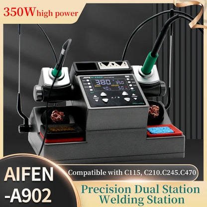 Estación de soldadura AIFEN A902 con pinzas dobles C210 C245 C115, plataforma de retrabajo de soldadura para reparación de teléfonos, PCB y BGA, herramientas de soldadura
