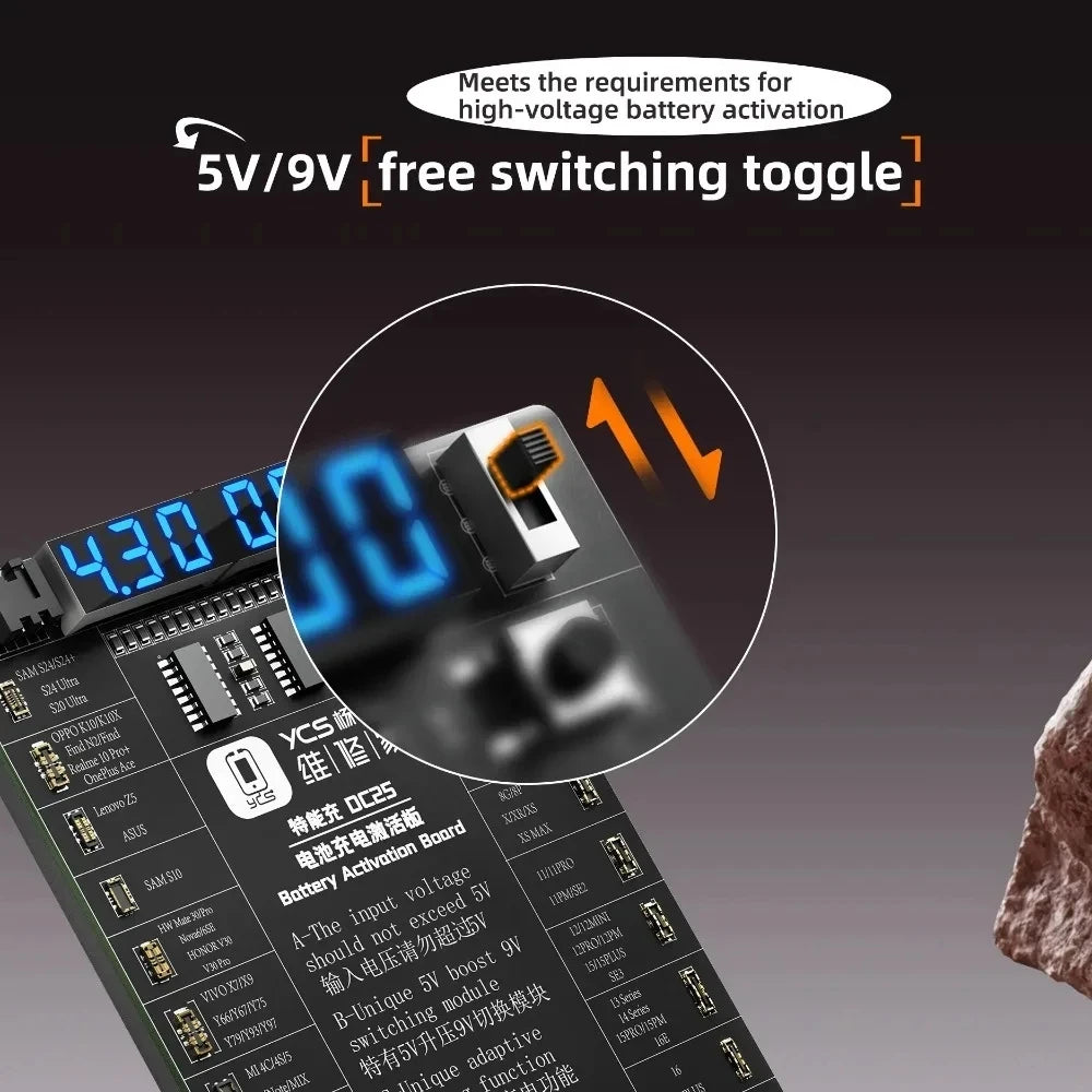 YCS DC25 Battery Activation Board 5V/9V for iPhone Android Phone Repair Auto Polarity USB Type-C Charging Board