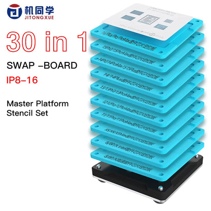 JTX SM-01 New Upgrade Swap Master Chip Reballing Fixture Platform for IPhone 8-16PM Series Motherboard CPU Repair Stencil Kit