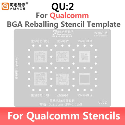 Amaoe QU1-QU8 Qualcomm Snapdragon CPU BGA Reballing Stencil Set